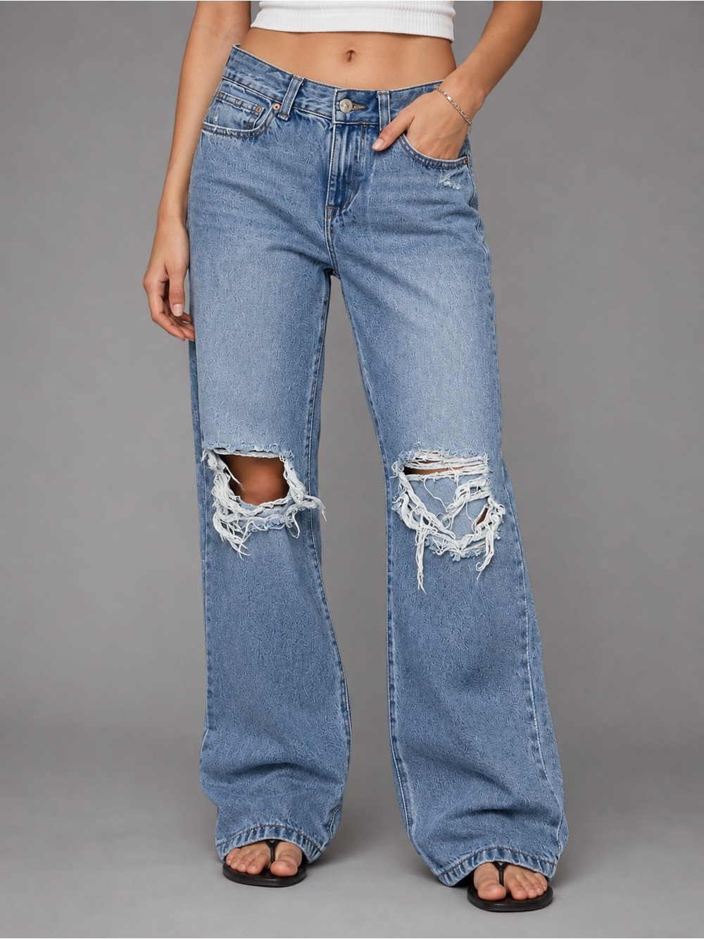 Sincerely Jules Women’s Distressed Wide Leg Jeans Size 3/26 Blue